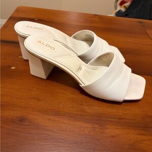 Aldo Cream Block Heel Mules